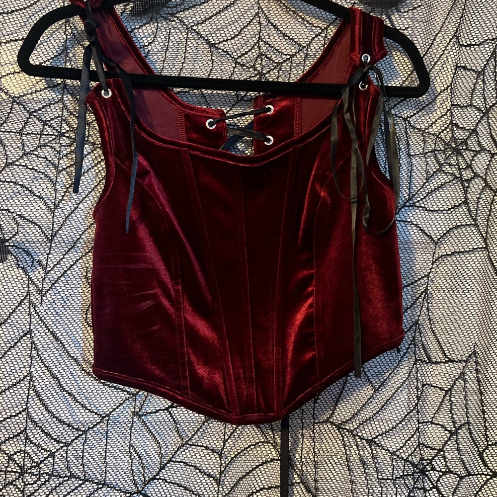 Velvet Lace-Up Corset Top